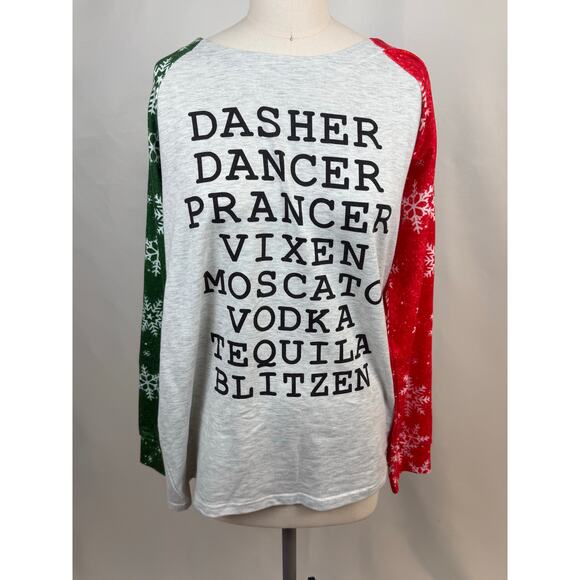 Funny‎ Christmas Drinking Reindeer Shirt XL Snowflake Sleeves Holiday Tequila - Picture 1 of 6
